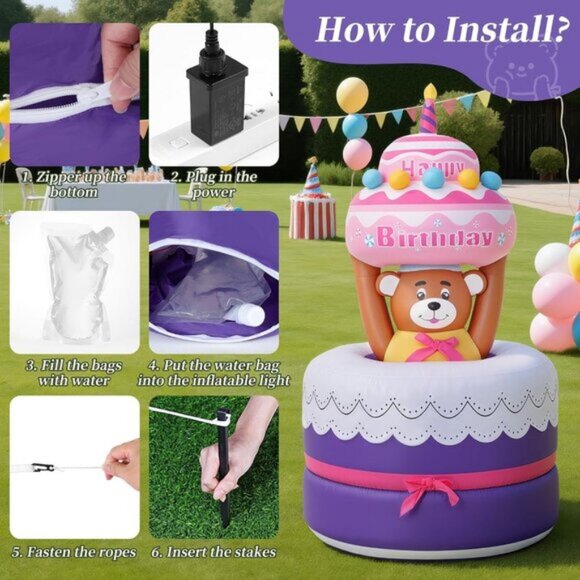 ⚡6FT Christmas Inflatables Lifting Bear LED Light Yard Outdoor Decorations - Picture 6 of 7